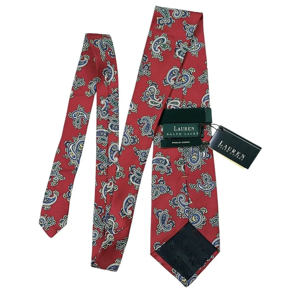 NEW‎ Ralph Lauren LRL Men's Neck Tie Red Paisley Jacquard 55 x 3 5/8